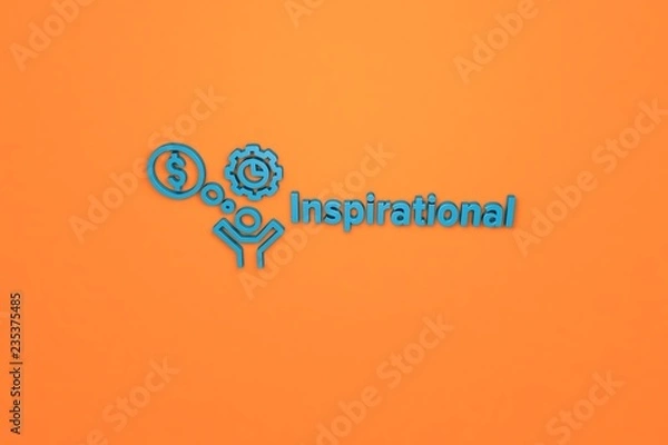 Fototapeta Illustration of Inspirational with blue text on orange background