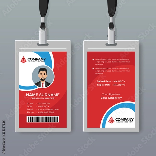 Fototapeta Red office ID card design template