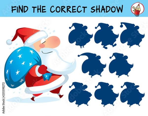Obraz Santa Claus. Find the correct shadow