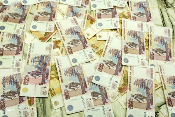 Obraz Abstract background of money pile 500 russian rouble bills. Studio photography.