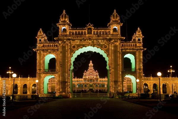 Obraz Mysore palace at night
