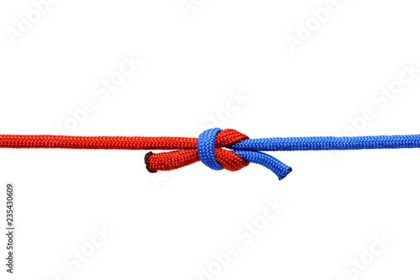 Obraz Knot on a cord on a white background .