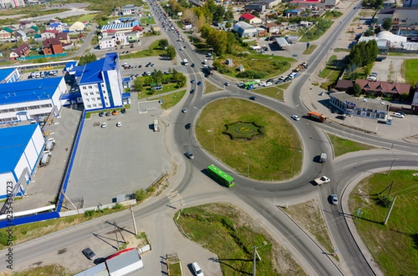 Fototapeta City road intersection from the air. Tyumen