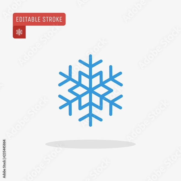 Obraz Outline blue snowflake icon isolated on grey background. Christmas pictogram. Line winter symbol for website design, mobile application, ui. Editable stroke. Vector illustration, eps10.