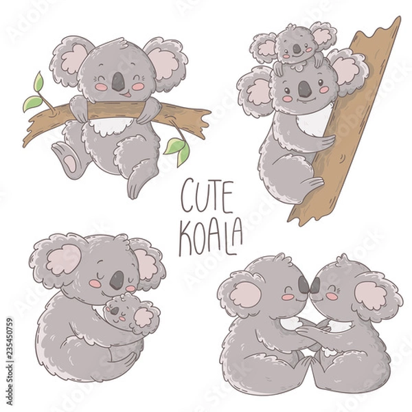 Obraz Cute koala illustration, vector set.