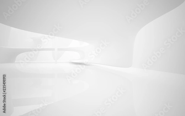 Fototapeta Abstract smooth white interior of the future. Architectural background. 3D illustration and rendering 
