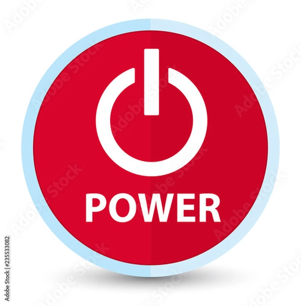 Obraz Power flat prime red round button