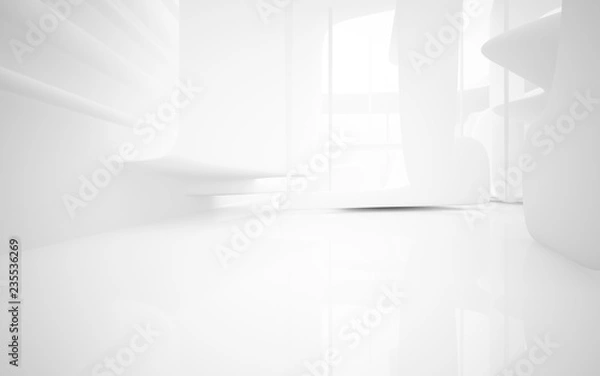 Fototapeta Abstract smooth white interior of the future. Architectural background. 3D illustration and rendering 