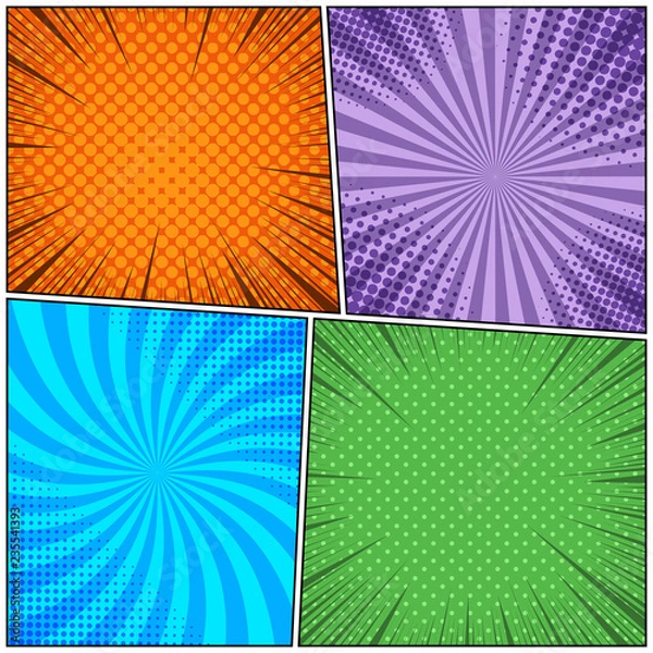 Fototapeta Comic book pages set