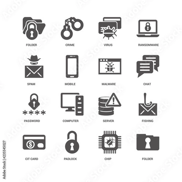 Fototapeta Folder, Chat, Malware, Cit card, Fishing, Spam, Password, Chip,