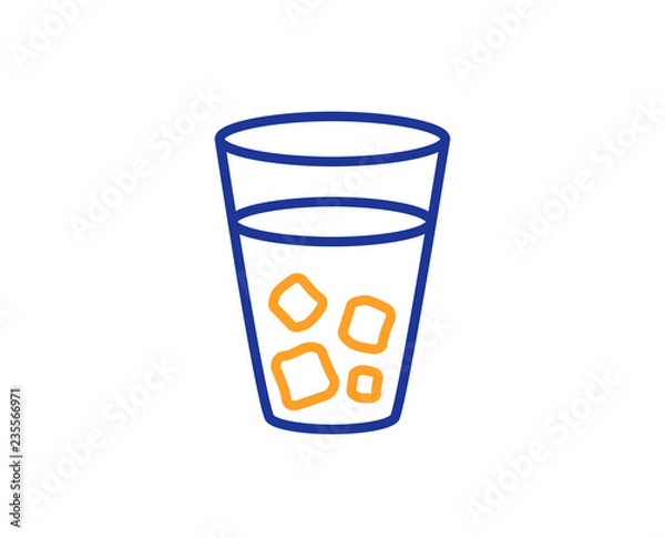 Fototapeta Ice tea line icon. Soda drink sign. Fresh cold beverage symbol. Colorful outline concept. Blue and orange thin line color icon. Ice tea Vector