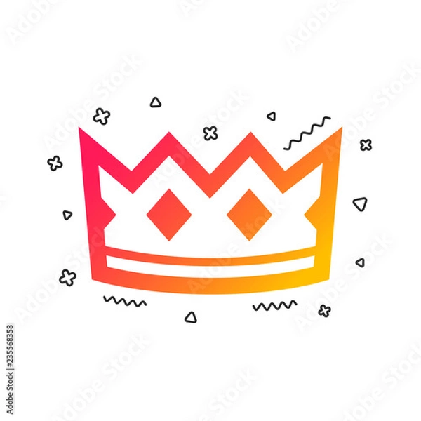 Fototapeta Crown sign icon. King hat symbol. Colorful geometric shapes. Gradient crown icon design.  Vector