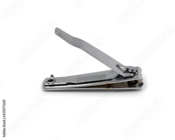 Fototapeta nail clippers - Stainless steel nail clippers isolated on a white background