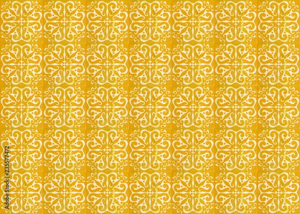 Fototapeta Collection of yellow patterns tiles