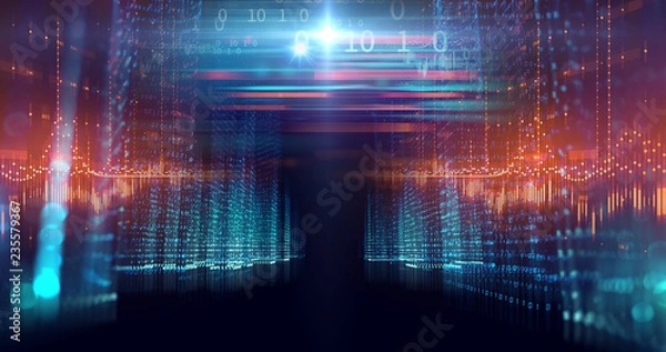 Obraz digital city scape with digit number elements illustration