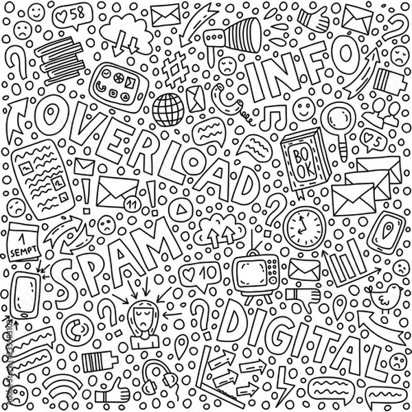 Obraz Informational overload outline illustration