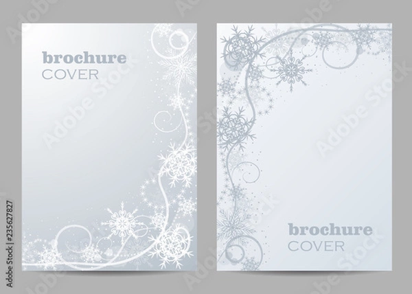 Obraz Brochure template layout design. Beautiful winter pattern on blue background