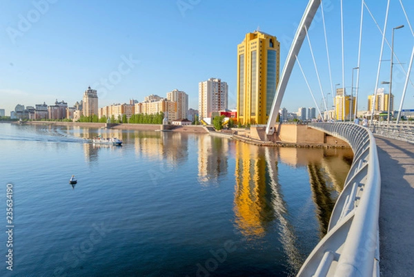 Obraz view of Astana city taken over the river from bridge