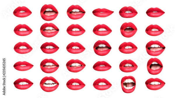 Obraz kolekcja czerwonych ust
