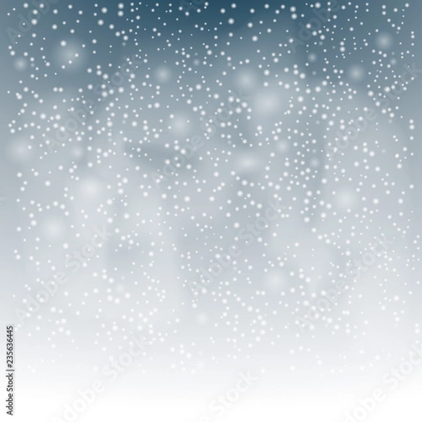Obraz Falling snow on a dark background. Vector illustration