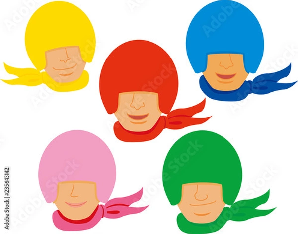 Obraz ヒーロー戦隊顔５人　顔