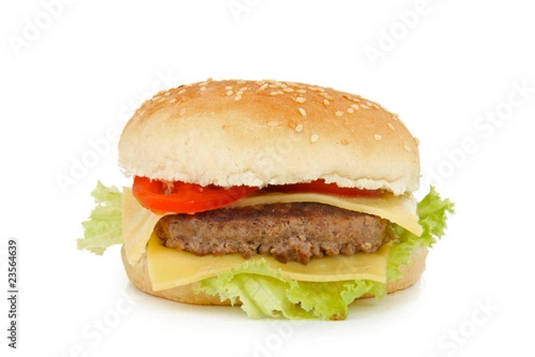 Fototapeta hamburger sur fond blanc