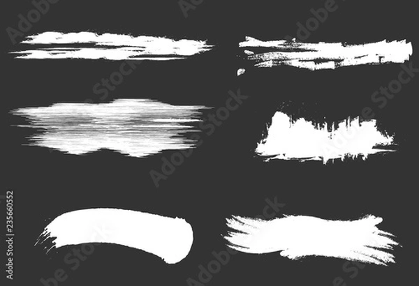 Fototapeta Set of white paint, ink brush strokes. brush strokes isolated on background.vector brush strokes collection