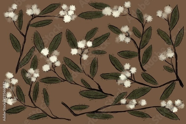 Fototapeta floral olive pattern design