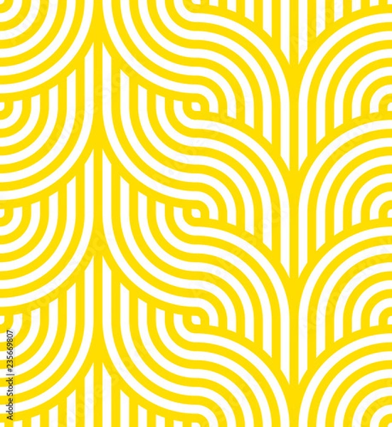 Fototapeta Vector yellow geometric pattern. Seamless pattern with rounded shapes.