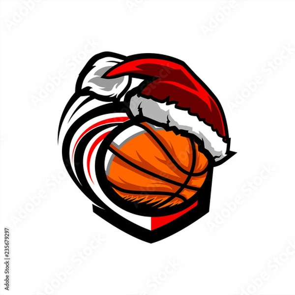Obraz Basketball Santa Badge