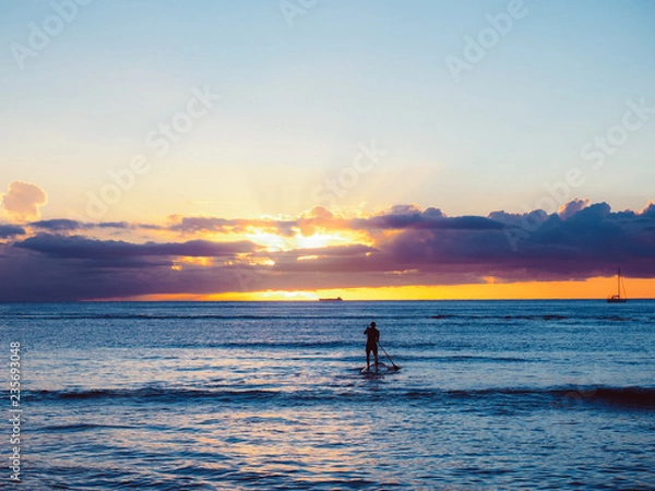 Fototapeta ワイキキビーチの夕日