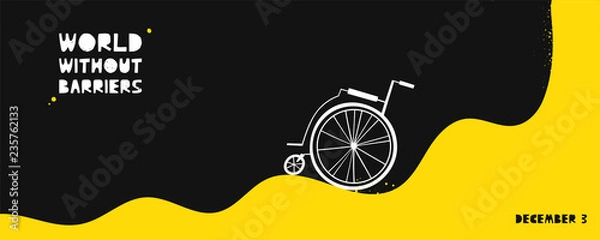 Obraz Wheelchair flat hand drawn vector illustration