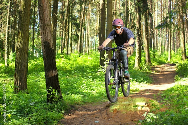 Obraz Cyclist in forest