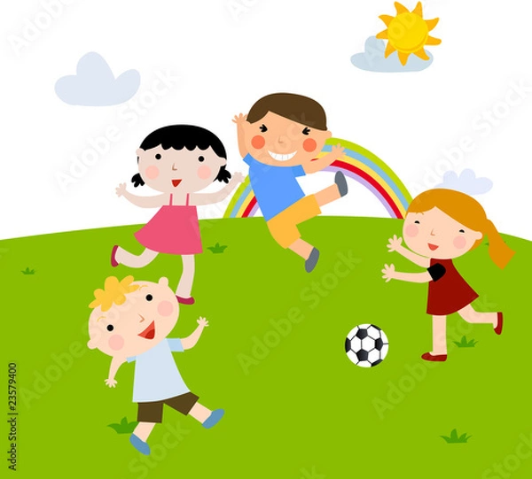 Obraz Summer kids playing football