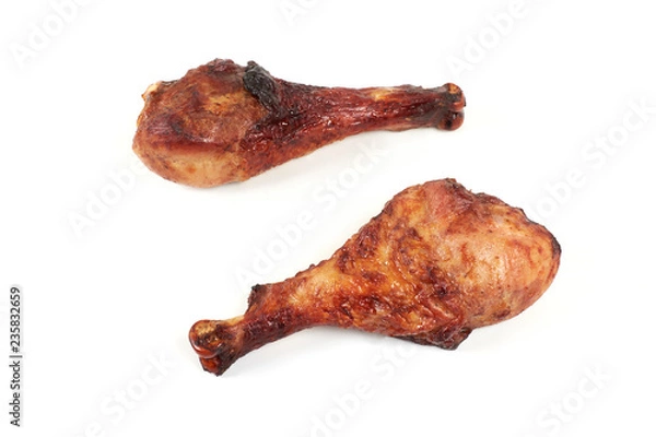 Obraz roasted turkey leg isolated on white background.
