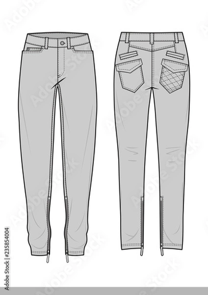 Fototapeta Pants fashion flat technical drawing template