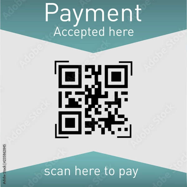 Fototapeta Scan QR code to Mobile Phone with paper qr payment accepted here.
