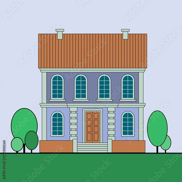 Fototapeta Beautiful Colorful house. Flat style Vector illustration.