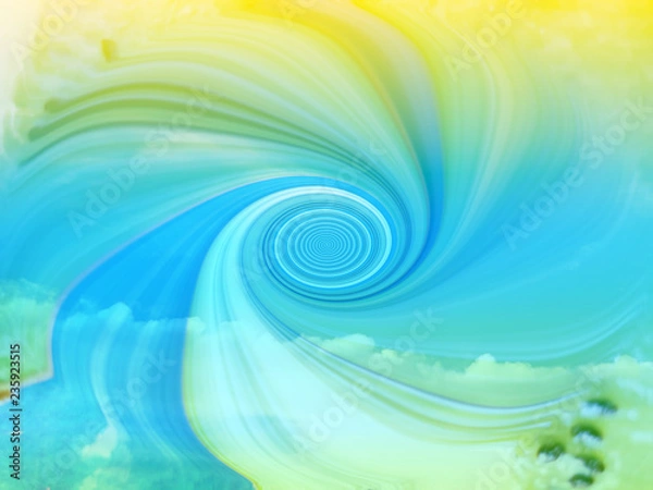Fototapeta Yellow and blue swirl with clouds