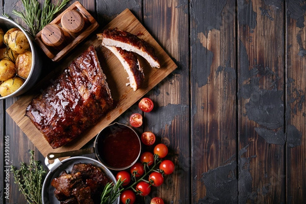 Obraz Home made pork and beef ribs