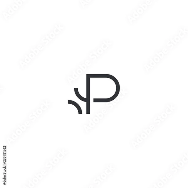 Fototapeta Letter P Outline Abstract Creative Icon Modern Logo Design Template Element Vector