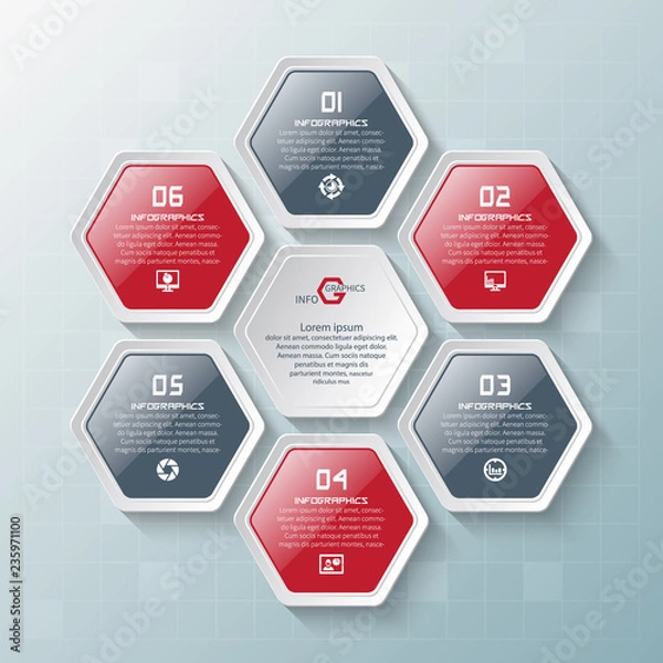 Fototapeta Abstract 3D Paper Infographics. Business template .Vector illustration
