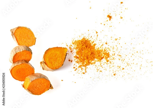 Obraz turmeric on white background