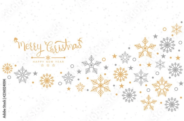 Fototapeta Christmas background with snowflakes, banner, card. Vector illustration