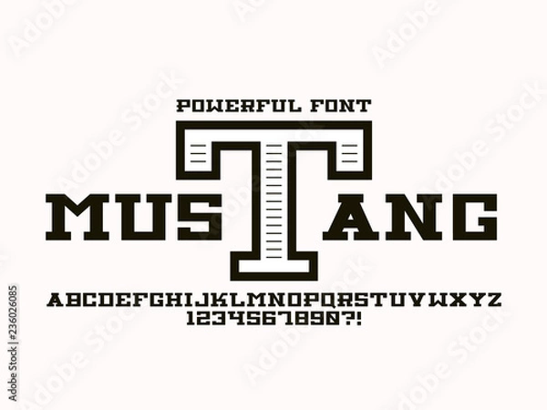 Fototapeta Mustang font. Vector alphabet 