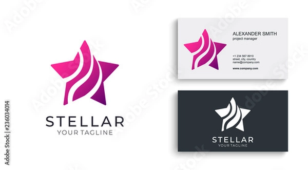 Fototapeta Star logo vector. Universal abstract logo with a star symbol for any business. Star sign - a leader, success and power.
