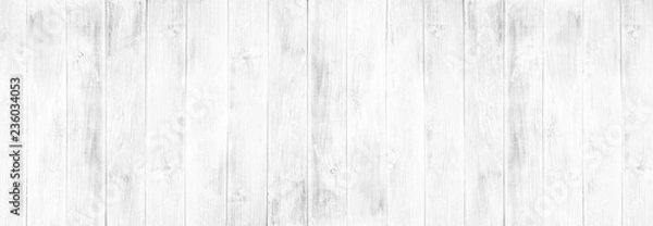 Obraz White wood floor texture and background.