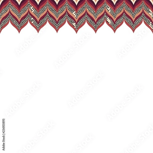 Fototapeta Linear Strokes Horizontal Seamless Border with Texture Fill