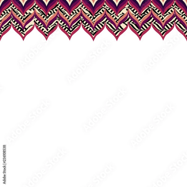 Fototapeta Linear Strokes Horizontal Seamless Border with Texture Fill