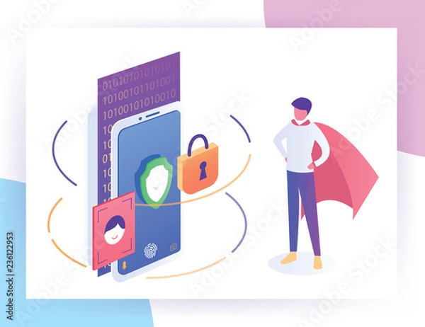 Fototapeta secure data protection concept vector illustration phone